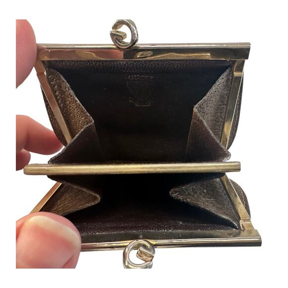 Gucci GG Kiss Lock Leather Coin Pouch -Great Vintage Gucci Find! - Picture 6 of 16